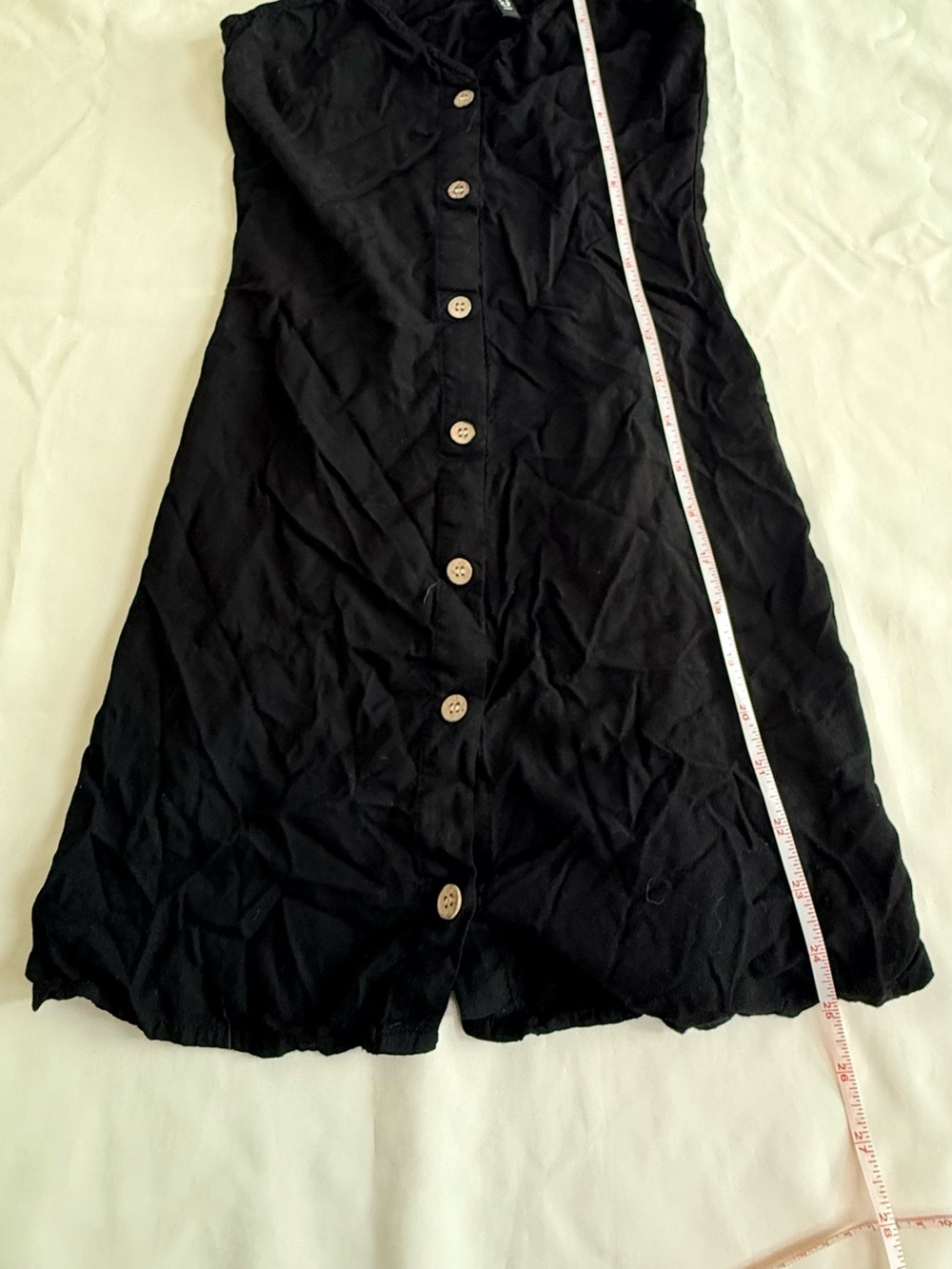 H&M Black Button-Front Mini Dress with Wooden Buttons